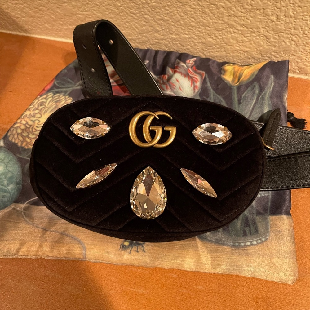 Black Gucci Crystal Belt Bag